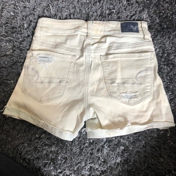 American Eagle Super Stretch White Washed High Rise Shortie Denim Jeans Shorts 0 - Picture 4 of 4
